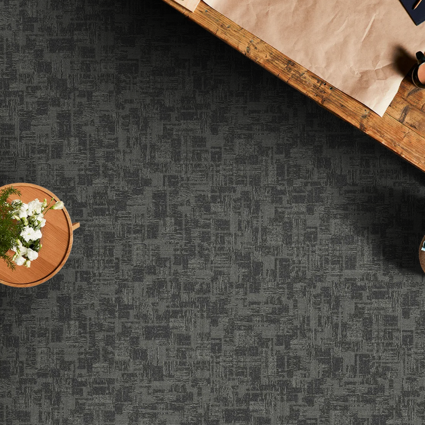 Territory Patterned Textured Loop Pile Carpet Tile